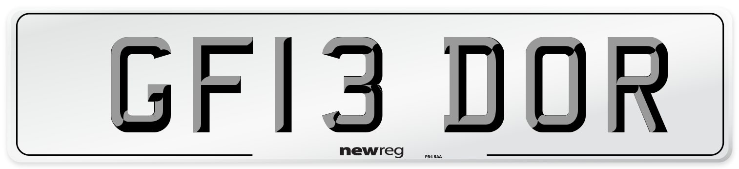 GF13 DOR Number Plate from New Reg